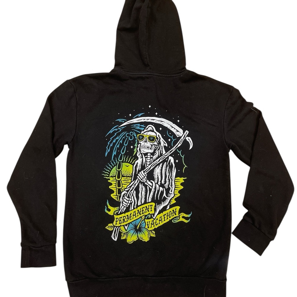 RSQ Black Hoodie “permanent Vacation” reaper